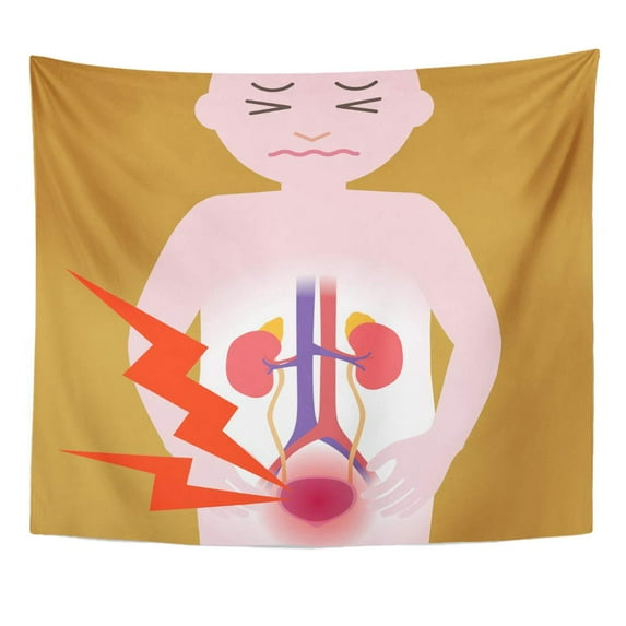 UFAEZU Neurogenic Overactive Inflammation The Bladder Human Urinary Organs Heart Kidney Cystitis Ache Wall Art Hanging Tapestry Home Decor for Living Room Bedroom Dorm 60x80 inch