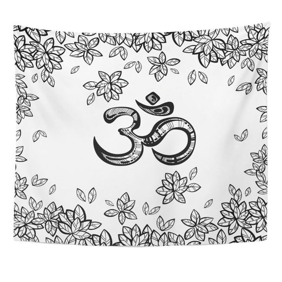 UFAEZU Ohm Symbol Spiritual Sign Om Bodhi Tree Leafs Around High in Neon Wall Art Hanging Tapestry Home Decor for Living Room Bedroom Dorm 60x80 inch