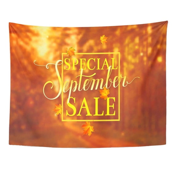 UFAEZU Orange Blur Special September Blurred Autumn Label Promo Yellow Color Wall Art Hanging Tapestry Home Decor for Living Room Bedroom Dorm 51x60 inch