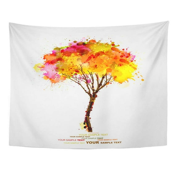 UFAEZU Orange Creative Autumn Abstract Tree Forming by Blots Red Color Paint Floral Wall Art Hanging Tapestry Home Decor for Living Room Bedroom Dorm 51x60 inch