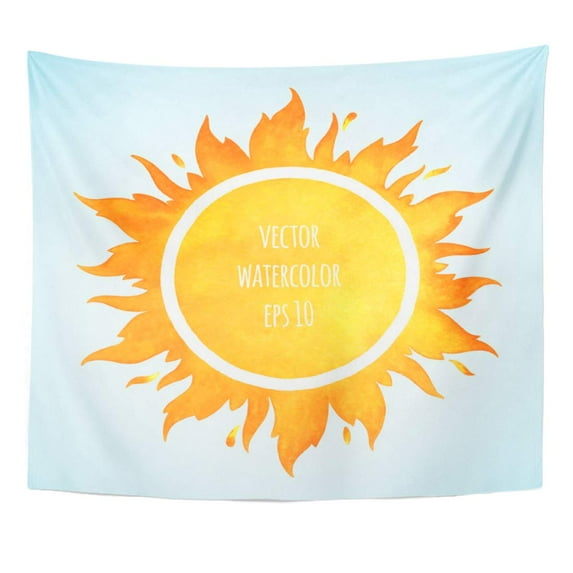 UFAEZU Orange Summer Watercolor Sun Crown and Sparks Fire Circle Wall Art Hanging Tapestry Home Decor for Living Room Bedroom Dorm 51x60 inch