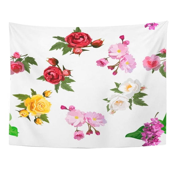 UFAEZU Pink Beautiful Very High Original Realistic Rose Bush Bouquet Roses Red Beauty Wall Art Hanging Tapestry Home Decor for Living Room Bedroom Dorm 51x60 inch