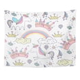 thumbnail image 1 of UFAEZU Pink Castle Magic Cute Unicorns Princess Rainbow Baby Cartoon Wall Art Hanging Tapestry Home Decor for Living Room Bedroom Dorm 51x60 inch, 1 of 1