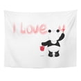 thumbnail image 1 of UFAEZU Pink Panda Stands Bucket Paint and Writing Brush I Love You Red Color Text Valentine Day Baby Wall Art Hanging Tapestry Home Decor for Living Room Bedroom Dorm 60x80 inch, 1 of 1