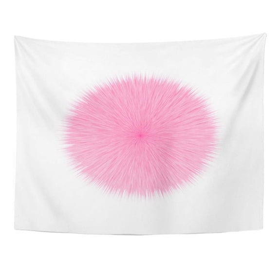 UFAEZU Pom Pink Fluffy Hair Ball White Abstract Beauty Bright Wall Art Hanging Tapestry Home Decor for Living Room Bedroom Dorm 60x80 inch