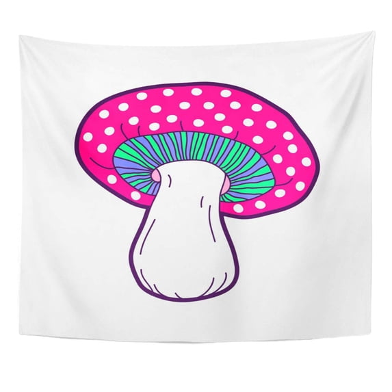UFAEZU Red Acid Colorful Groovy Cosmic Crazy Mushroom Patch Pink Abstract Alternative Wall Art Hanging Tapestry Home Decor for Living Room Bedroom Dorm 51x60 inch