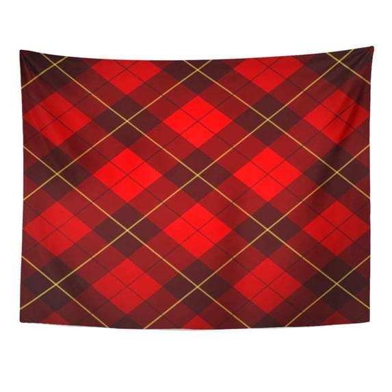 UFAEZU Red Plaid Wallace Tartan Yellow Pattern Scottish Black British Material Wall Art Hanging Tapestry Home Decor for Living Room Bedroom Dorm 51x60 inch