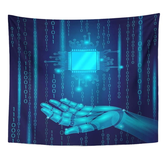 UFAEZU Robot Android Hand Hold Processor CPU Low Poly Polygonal Wall Art Hanging Tapestry Home Decor for Living Room Bedroom Dorm 60x80 inch