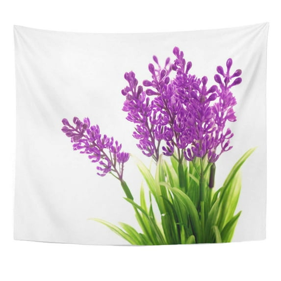 UFAEZU Spa Purple Flower Bunch Lavender on White Lavandula Wall Art Hanging Tapestry Home Decor for Living Room Bedroom Dorm 51x60 inch