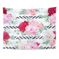 thumbnail image 1 of UFAEZU Striped and Light Blue Floral Peony Alstroemeria Lily Mint Eucalyptus Pink White Burgundy Flowers Wall Art Hanging Tapestry Home Decor for Living Room Bedroom Dorm 51x60 inch, 1 of 1