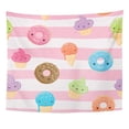 thumbnail image 1 of UFAEZU Sweets Ice Cream Donuts Cupcakes Linear White And Pink For Birthday The Wall Art Hanging Tapestry Home Decor for Living Room Bedroom Dorm 60x80 inch, 1 of 2