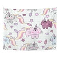 thumbnail image 1 of UFAEZU Vintage Cute Unicorn Cat Blue Grey Pastel Kitty Kitten Cartoon Pattern Doodle Comic Baby Wall Art Hanging Tapestry Home Decor for Living Room Bedroom Dorm 51x60 inch, 1 of 1