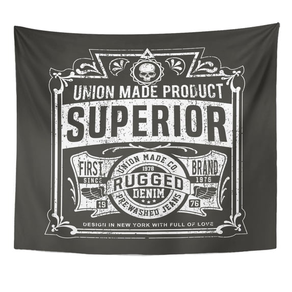 UFAEZU Vintage Denim Retro in Black and White for Old Wall Art Hanging Tapestry Home Decor for Living Room Bedroom Dorm 51x60 inch
