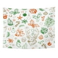 thumbnail image 1 of UFAEZU Vintage Winter Pattern Christmas Deer Snowflakes Holly Balls Snowballs Spruce Mitten Sweets Candles Cone Bell Wall Art Hanging Tapestry Home Decor for Living Room Bedroom Dorm 60x80 inch, 1 of 2