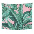 thumbnail image 1 of UFAEZU Watercolor Floral Black Leaf Tropical Green Leaves Pink Exotic Red Banana Jungle Wall Art Hanging Tapestry Home Decor for Living Room Bedroom Dorm 60x80 inch, 1 of 1