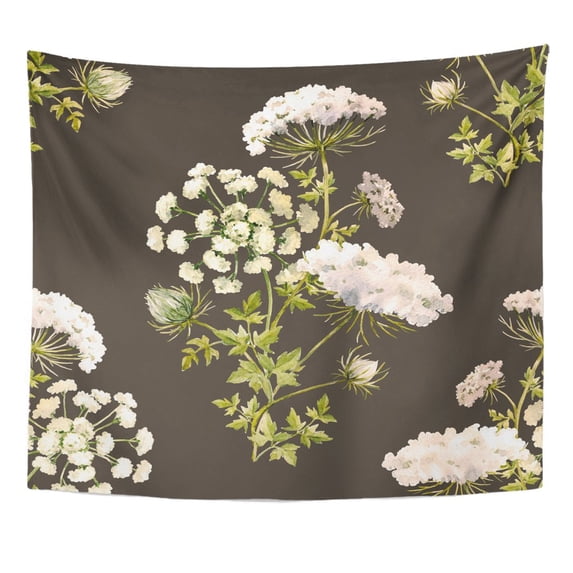 UFAEZU Watercolor Floral Pattern Wild Flowers Queen Anne Lace Gentle Wall Art Hanging Tapestry Home Decor for Living Room Bedroom Dorm 51x60 inch