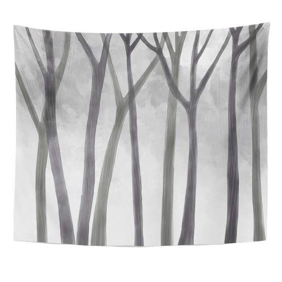 UFAEZU White Drawing Jungle Tree Trunks Idea Quiet Mystery Forest Night Environment Design Wall Art Hanging Tapestry Home Decor for Living Room Bedroom Dorm 60x80 inch
