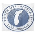 thumbnail image 1 of UFAEZU a Vintage Lake Michigan Great Lakes Stamp Chicago Label Map Wall Art Hanging Tapestry Home Decor for Living Room Bedroom Dorm 51x60 inch, 1 of 1