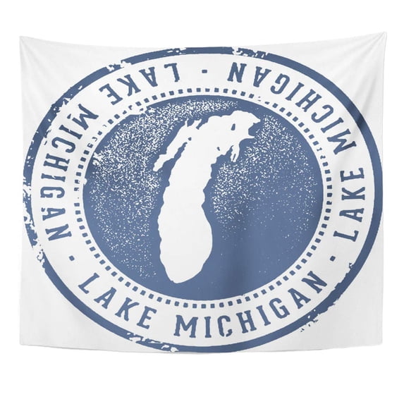 UFAEZU a Vintage Lake Michigan Great Lakes Stamp Chicago Label Map Wall Art Hanging Tapestry Home Decor for Living Room Bedroom Dorm 51x60 inch