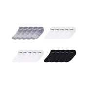 UFC 20 Pair Mens Lightweight No Show Socks with Front Logo, Blk/Wht/Grey
