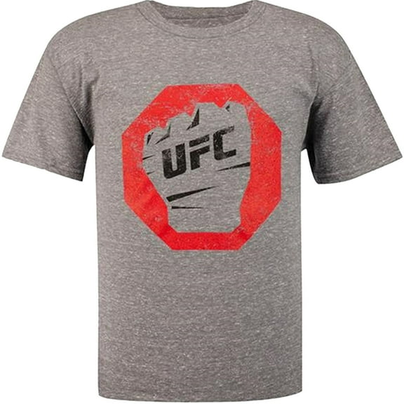UFC Boys Distressed Fist Graphic T-Shirt, Grey, Big Kids (8-20), XL