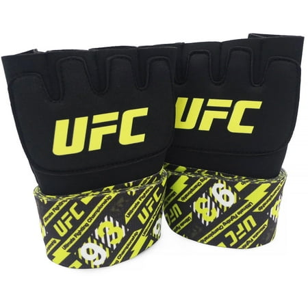 UFC Gel Fast Wraps - S/M, Black/Yellow, 1 Pair - Boxing, MMA, & Kickboxing Quick Wrap Inner Gloves - Superior Shock Absorption Gel Padding for Knuckle Protection