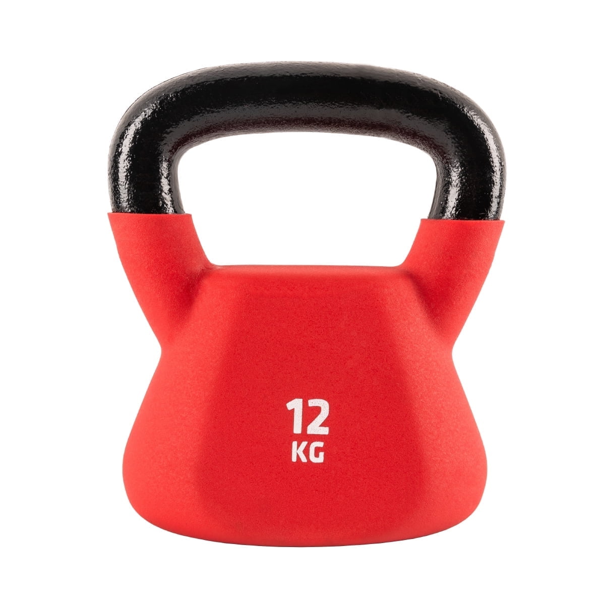 UFC Fitness Kettlebell - 12kg, Red - Rubber Coated Iron with Flat Bottom - Weight Exercises, Gym, Full Body Home Workout Equipment, Grip and Strength Training