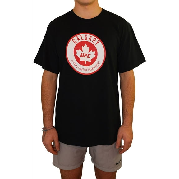 UFC Mens Calgary with Maple Leaf Graphic T-Shirt, Black, Large