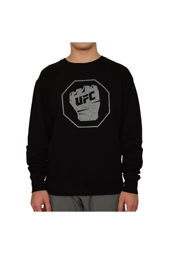 Mens Distressed Fist Inside Logo Sweatshirt, Black, Medium