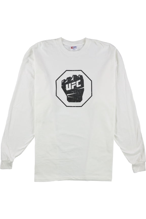 Mens Distressed Fist Octagon Graphic T-Shirt, White, XXX-Large