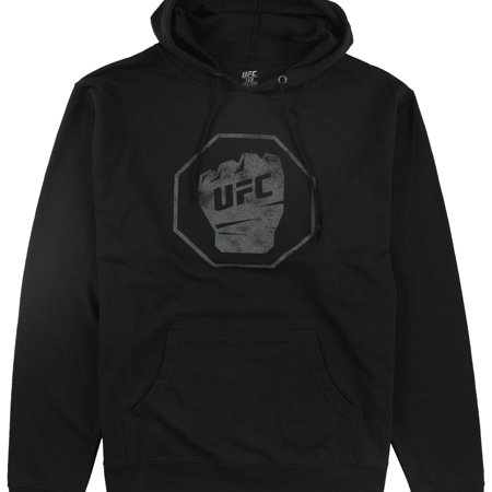UFC Mens Distressed Logo Hoodie Sweatshirt, Black, Small