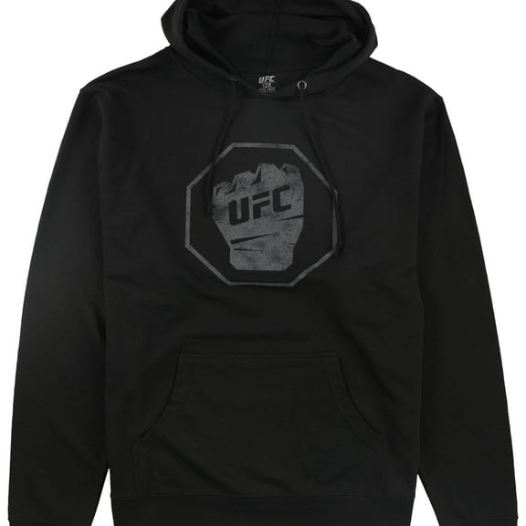 UFC Mens Distressed Logo Hoodie Sweatshirt, Black, Small