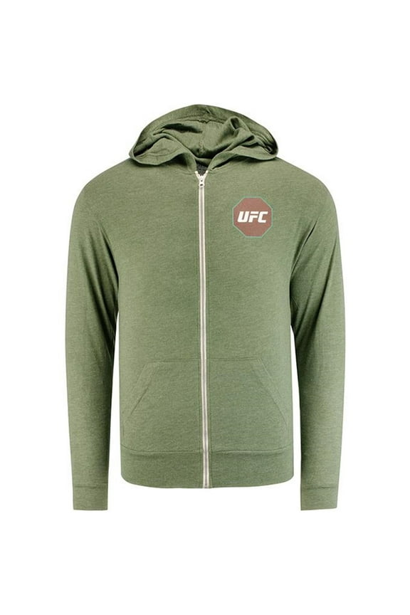 Mens French Terry Full Zip Hoodie Sweatshirt, Green, Medium