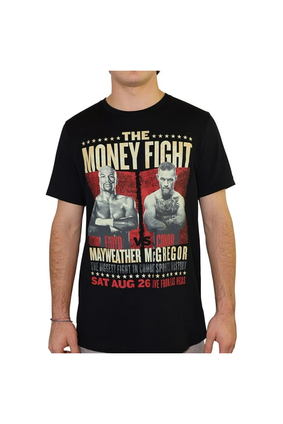 Mens The Money Fight Graphic T-Shirt, Black, Medium
