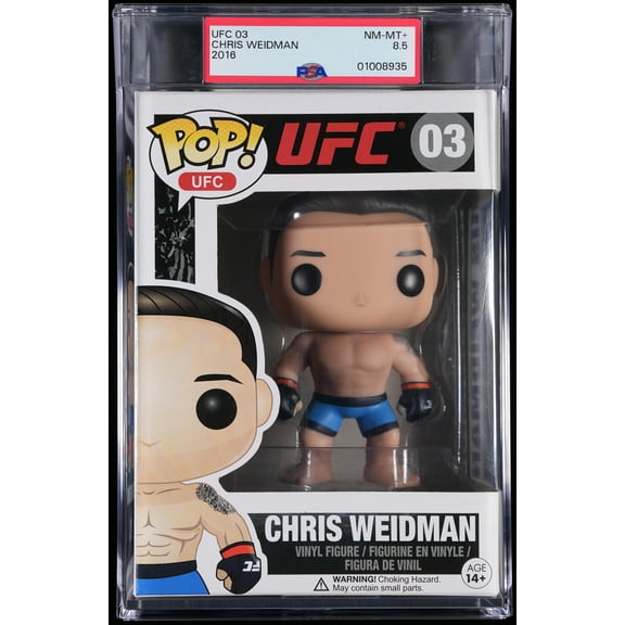 UFC, PSA Graded 8.5 NM-MT+, Chris Weidman Collectible Vinyl Figure #03, Fully Encapsulated Bundle with Compatible Funko Pop! PSA Hard Protector Case
