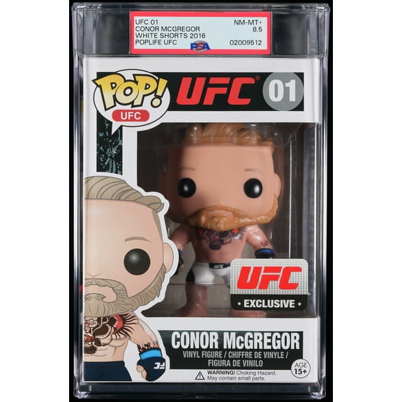 UFC, PSA Graded 8.5 NM-MT+, Conor McGregor Collectible Vinyl Figure #01, Fully Encapsulated Bundle with Compatible Funko Pop! PSA Hard Protector Case