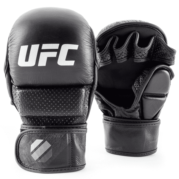 UFC Pro Safe Sparring Gloves - L/XL, Black - Versatile Hybrid Design for Grappling, Striking, and Sparring - Crafted with Genuine Leather