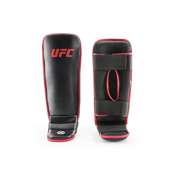 UFC Shin Guards - Adult - Durable Synthetic Leather Shell & Instep Protector - Neoprene Backing for Enhanced Mobility and Comfort - Thick Layered Foam Padding - For MMA & Kickboxing Sparring