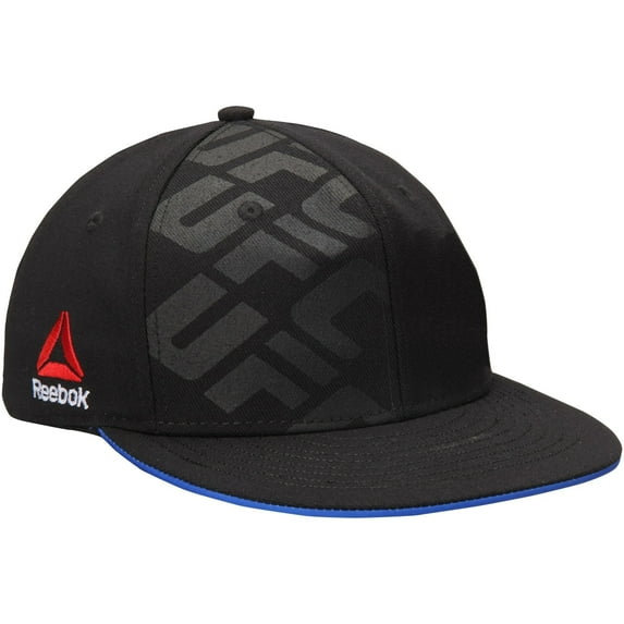 UFC Ultimate Fighting Championship Men's Hat Reebok FlexFit Flat Bill Cap (Large/X-Large, Black/Blue)