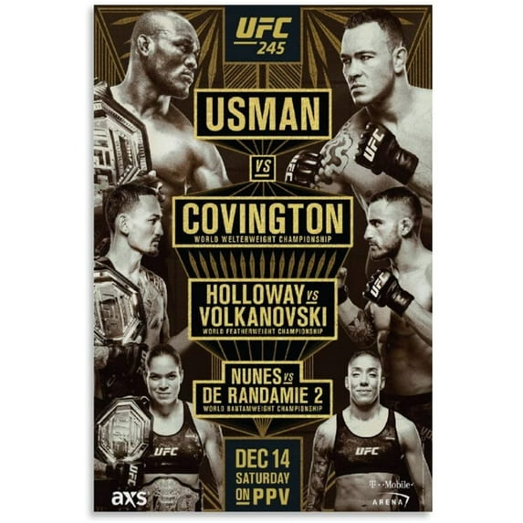 UFC Unisex 245 Dec 14th Saturday Official Poster, Black, One Size