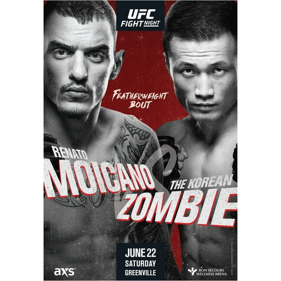 UFC Unisex Greenville June 22 Saturday Official Poster, Grey, One Size