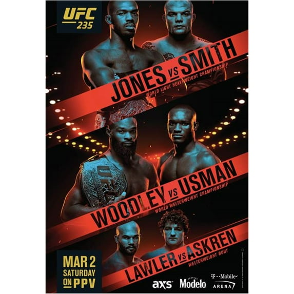 UFC Unisex No. 235 Mar 2nd Saturday Official Poster, Multicoloured, One Size