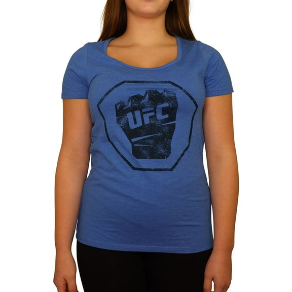 UFC Womens Distressed Fist Graphic T-Shirt, Blue, Small