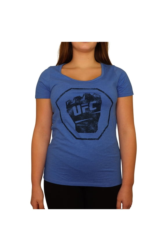 Womens Distressed Fist Graphic T-Shirt, Blue, Small