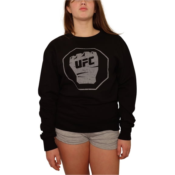 UFC Womens Distressed Fist Sweatshirt, Black, Medium
