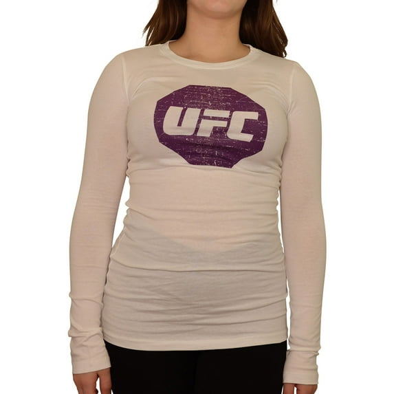 UFC Womens Distressed Logo Graphic T-Shirt, White, Small