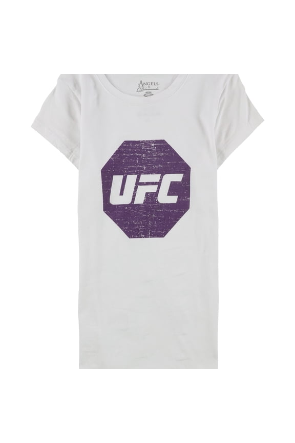 Womens Distressed Logo Graphic T-Shirt, White, X-Large