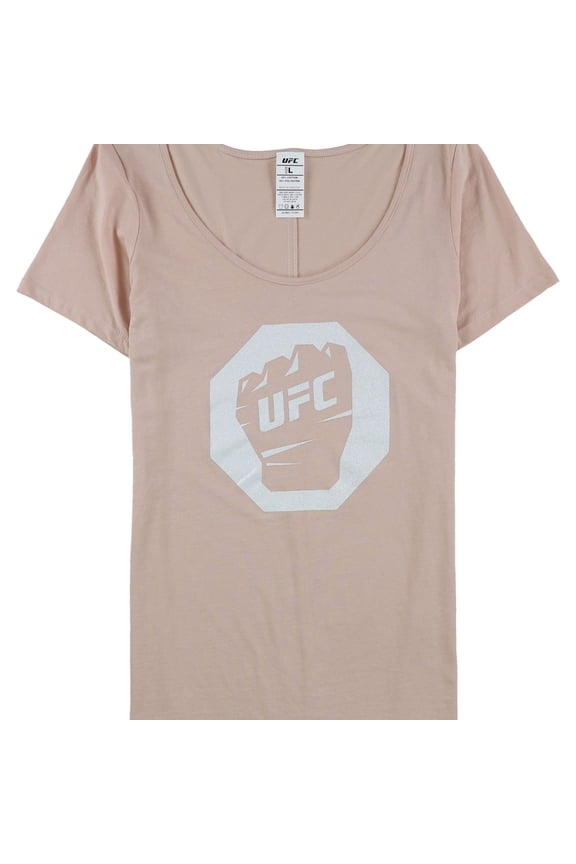 Womens Fist Inside Glitter Logo Graphic T-Shirt, Pink, X-Large