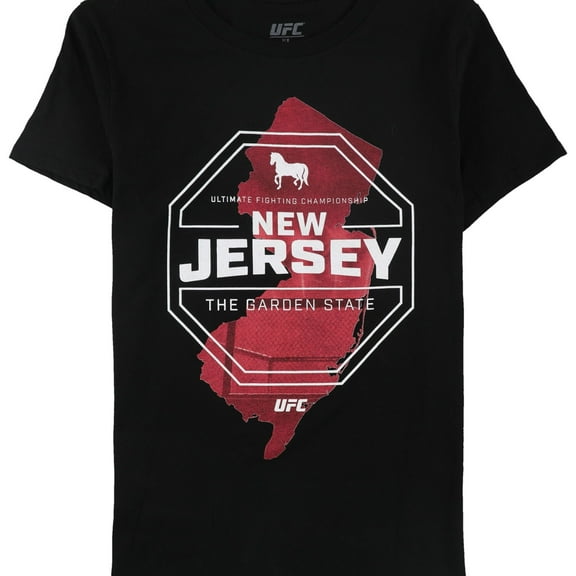 UFC Womens New Jersey The Garden State Graphic T-Shirt, Black, X-Large