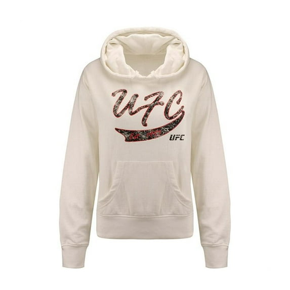 UFC Womens Script Pullover Hoodie Sweatshirt, White, Small